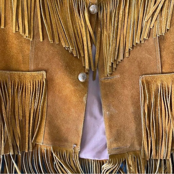 True vintage 1970s suede fringe jacket fits womens XS - Picture 4 of 4